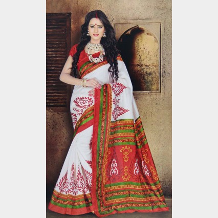 Kaajal’s Dhupian printed silk Sharee